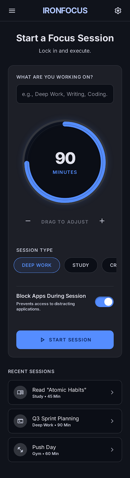 Focus Session Setup